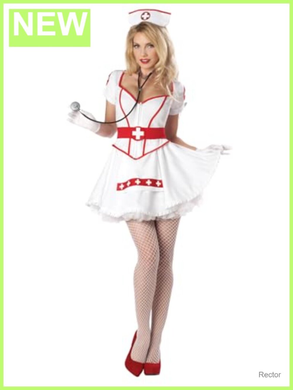 Nurse Heartbreaker Costume Dress Hat Belt Size XL